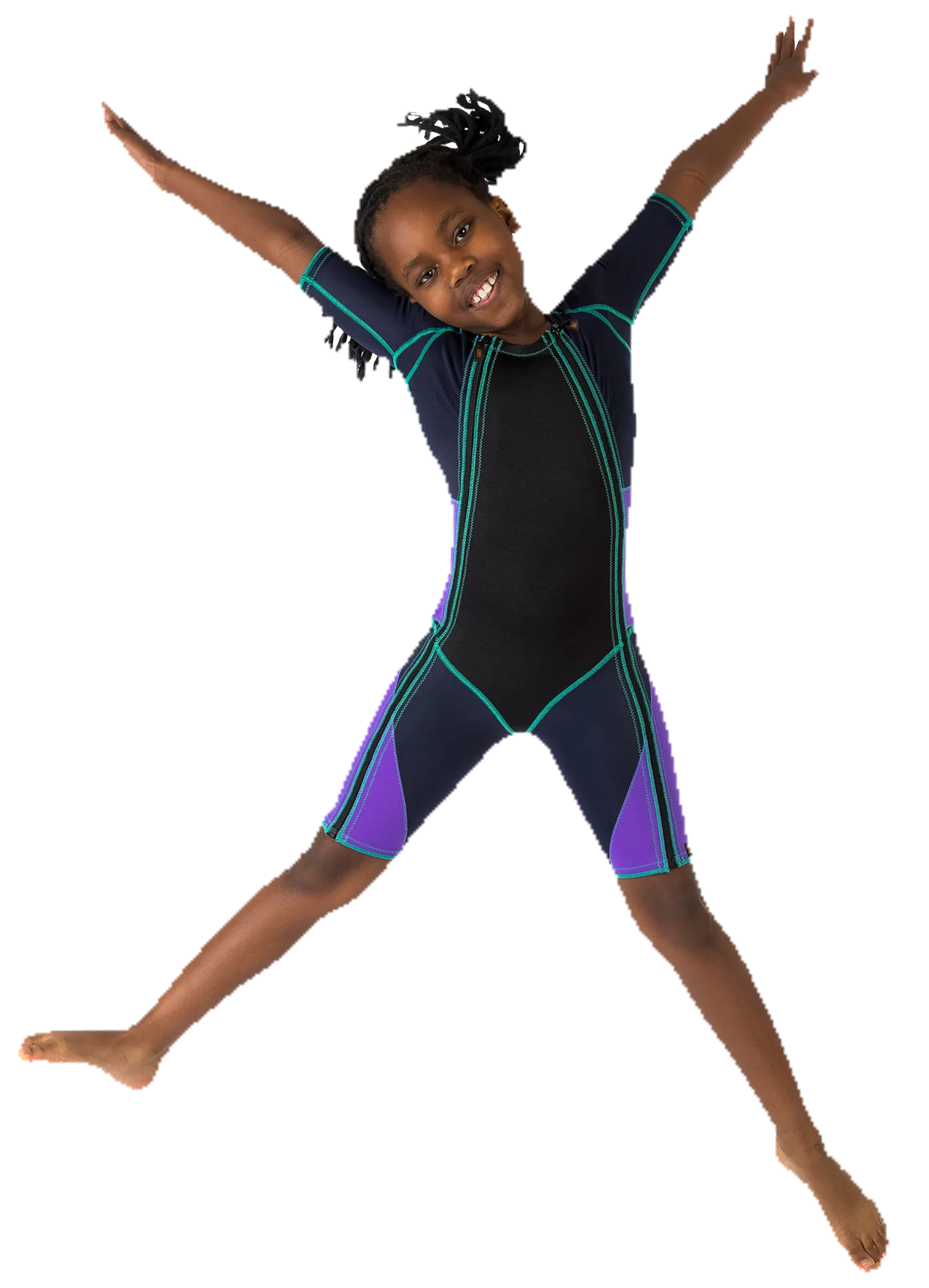 A girl leaping in an SDO® Original DZ suit