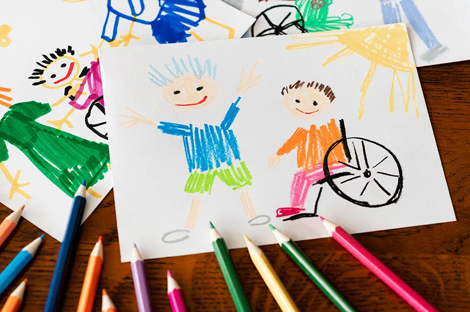 Child painting wheelchair